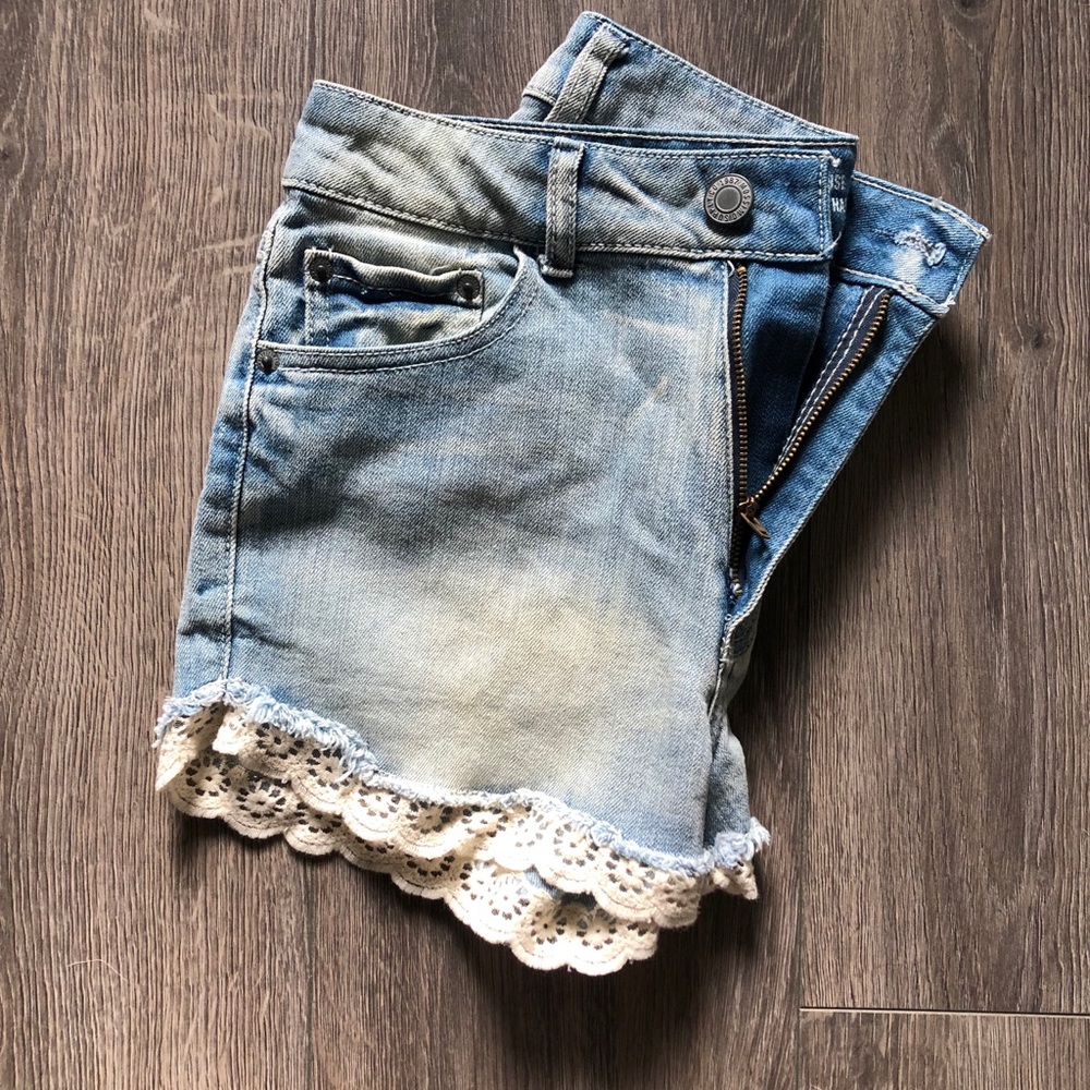 Mossimo High Rise Lace Jean Shorts